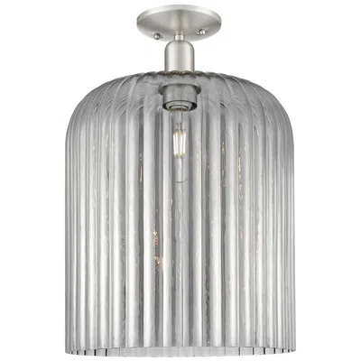 Innovations Lighting Downtown Bridal Veil 12"w Satin Nickel Semi-flush W/ Light Smoke Shade