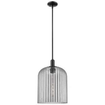 Innovations Lighting Downtown Bridal Veil 12"w Stem Black Mini Pendant W/ Light Smoke Shade