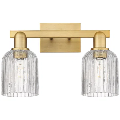 Innovations Lighting Downtown Bridal Veil 16"w Brass Vanity Light W/ Clear Swirl Shade In Gold