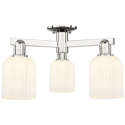 Innovations Lighting Downtown Bridal Veil 23"w Nickel Semi-flush W/ White Swirl Shade
