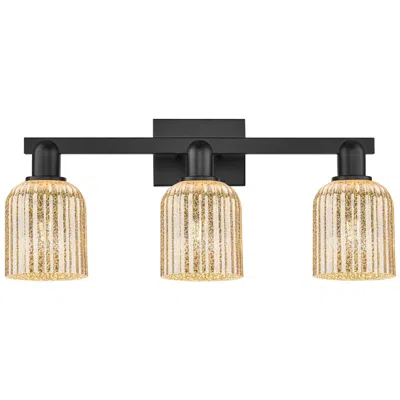 Innovations Lighting Downtown Bridal Veil 24"w Black Vanity Light W/ Mercury Swirl Shade