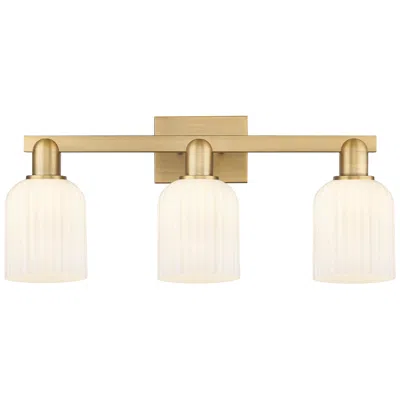 Innovations Lighting Downtown Bridal Veil 24"w Brass Vanity Light W/ White Swirl Shade In Gold