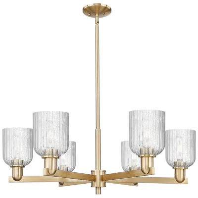Innovations Lighting Downtown Bridal Veil 35"w 6 Light Bronze Chandelier W/ Seedy Swirl Shade