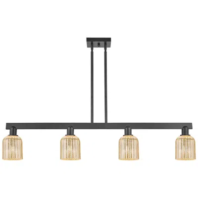 Innovations Lighting Downtown Bridal Veil 48"w Black Island Light W/ Mercury Swirl Shade