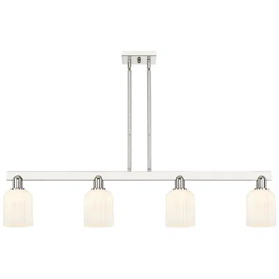 Innovations Lighting Downtown Bridal Veil 48"w Nickel Island Light W/ White Swirl Shade In Silver