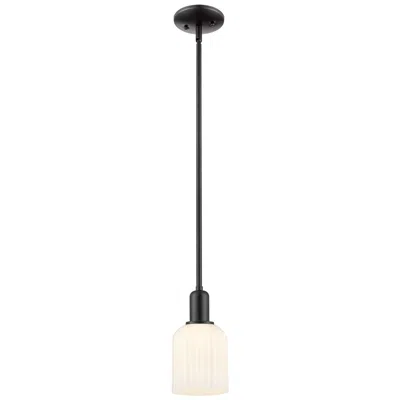 Innovations Lighting Downtown Bridal Veil 5"w Black Mini Pendant W/ White Swirl Shade