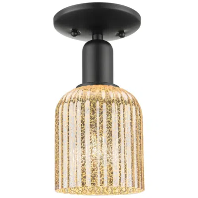 Innovations Lighting Downtown Bridal Veil 5"w Black Semi Flush Mount W/ Mercury Swirl Shade