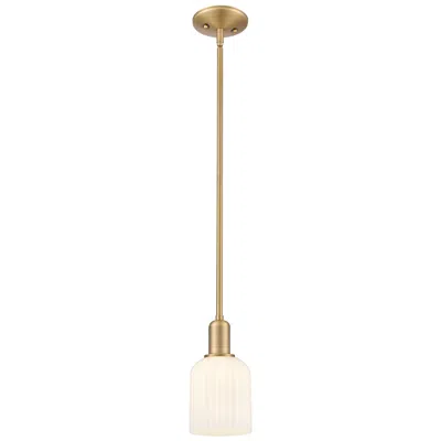 Innovations Lighting Downtown Bridal Veil 5"w Brass Mini Pendant W/ White Swirl Shade In Gold