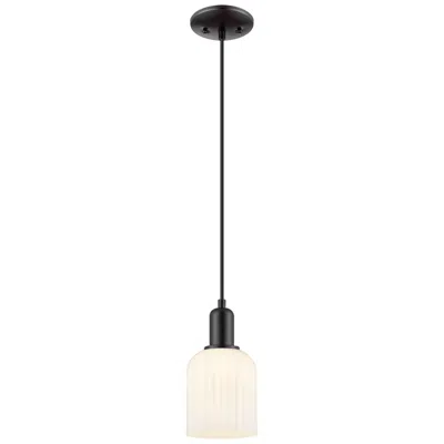 Innovations Lighting Downtown Bridal Veil 5"w Cord Black Mini Pendant W/ White Swirl Shade