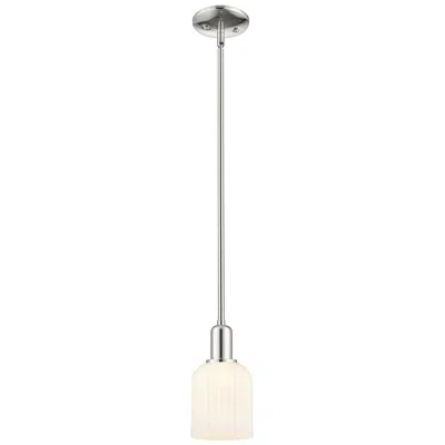 Innovations Lighting Downtown Bridal Veil 5"w Nickel Mini Pendant W/ White Swirl Shade