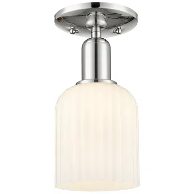 Innovations Lighting Downtown Bridal Veil 5"w Nickel Semi Flush Mount W/ White Swirl Shade