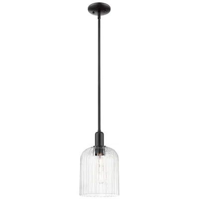 Innovations Lighting Downtown Bridal Veil 8"w Black Mini Pendant W/ Clear Deco Swirl Shade