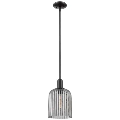 Innovations Lighting Downtown Bridal Veil 8"w Black Mini Pendant W/ Light Smoke Swirl Shade