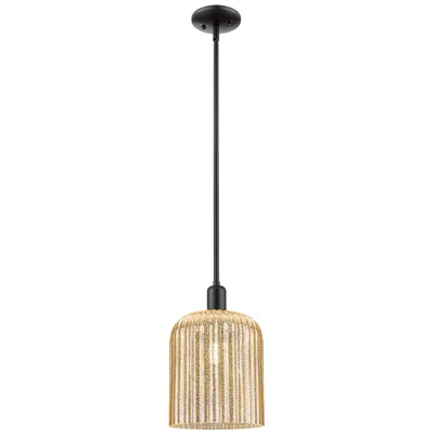 Innovations Lighting Downtown Bridal Veil 8"w Black Mini Pendant W/ Mercury Swirl Shade