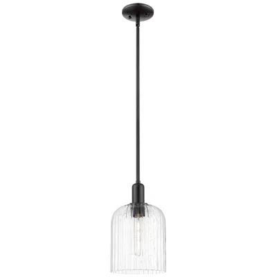Innovations Lighting Downtown Bridal Veil 8"w Black Mini Pendant W/ Seedy Deco Swirl Shade