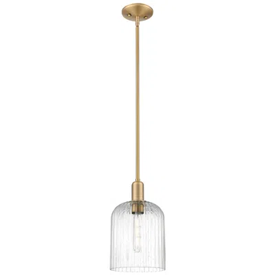 Innovations Lighting Downtown Bridal Veil 8"w Brass Mini Pendant W/ Seedy Deco Swirl Shade