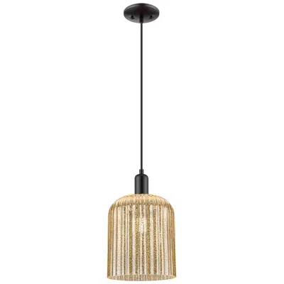 Innovations Lighting Downtown Bridal Veil 8"w Cord Black Pendant W/ Mercury Swirl Shade