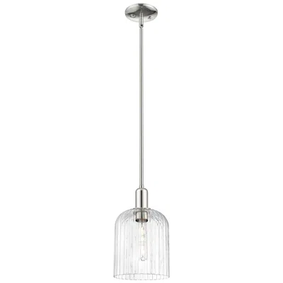 Innovations Lighting Downtown Bridal Veil 8"w Nickel Mini Pendant W/ Clear Deco Swirl Shade