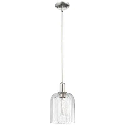 Innovations Lighting Downtown Bridal Veil 8"w Nickel Mini Pendant W/ Seedy Deco Swirl Shade