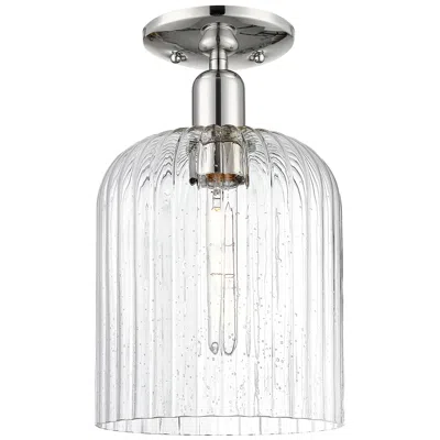 Innovations Lighting Downtown Bridal Veil 8"w Nickel Semi Flush Mount W/ Seedy Swirl Shade