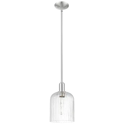 Innovations Lighting Downtown Bridal Veil 8"w Satin Nickel Pendant W/ Clear Swirl Shade