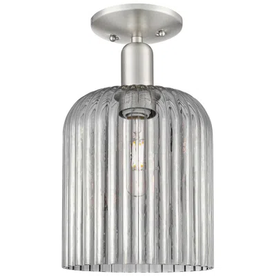 Innovations Lighting Downtown Bridal Veil 8"w Satin Nickel Semi-flush W/ Smoke Swirl Shade