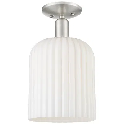 Innovations Lighting Downtown Bridal Veil 8"w Satin Nickel Semi-flush W/ White Swirl Shade
