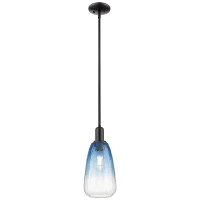 Innovations Lighting Downtown Brookhaven Almond 6"w Black Mini Pendant W/ Sapphire Shade