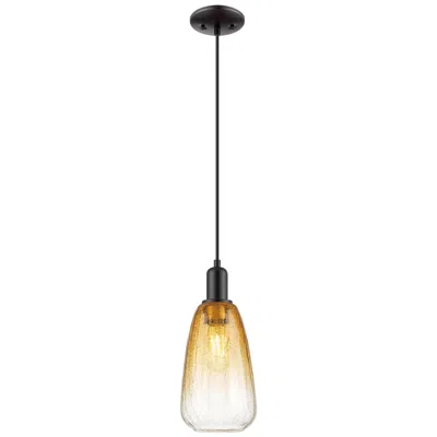 Innovations Lighting Downtown Brookhaven Almond 6"w Cord Black Mini Pendant W/ Amber Shade