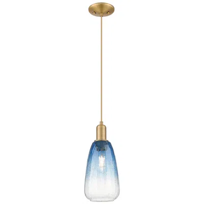 Innovations Lighting Downtown Brookhaven Almond 6"w Cord Brass Pendant W/ Sapphire Shade