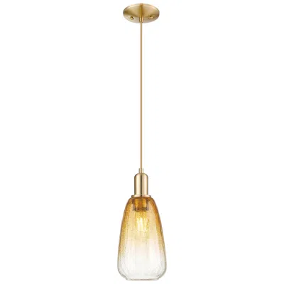 Innovations Lighting Downtown Brookhaven Almond 6"w Cord Bronze Mini Pendant W/ Amber Shade