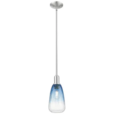 Innovations Lighting Downtown Brookhaven Almond 6"w Satin Nickel Pendant W/ Sapphire Shade