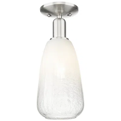 Innovations Lighting Downtown Brookhaven Almond 6"w Satin Nickel Semi-flush W/ Opal Shade