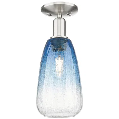 Innovations Lighting Downtown Brookhaven Almond 6"w Satin Nickel Semi-flush W/ Sapphire Shade