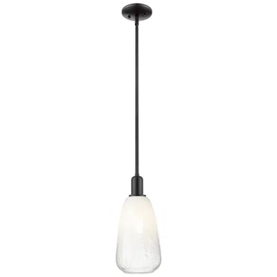 Innovations Lighting Downtown Brookhaven Almond 6"w Stem Black Mini Pendant W/ Opal Shade