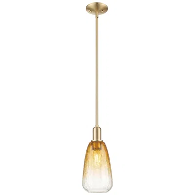 Innovations Lighting Downtown Brookhaven Almond 6"w Stem Bronze Mini Pendant W/ Amber Shade