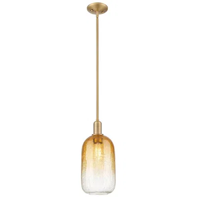 Innovations Lighting Downtown Brookhaven Cloche 7"w Brass Mini Pendant W/ Amber Shade In Gold