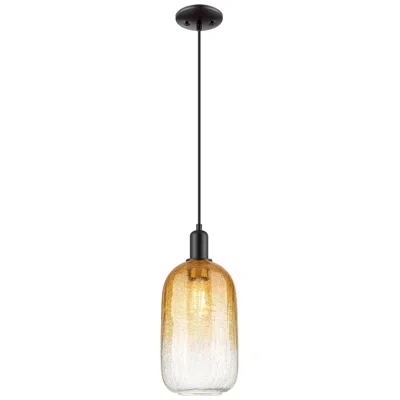 Innovations Lighting Downtown Brookhaven Cloche 7"w Cord Black Mini Pendant W/ Amber Shade