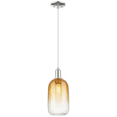 Innovations Lighting Downtown Brookhaven Cloche 7"w Cord Nickel Mini Pendant W/ Amber Shade