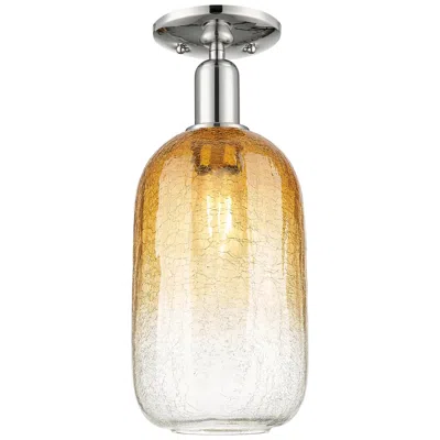 Innovations Lighting Downtown Brookhaven Cloche 7"w Nickel Semi Flush Mount W/ Amber Shade