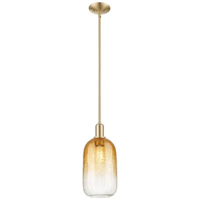 Innovations Lighting Downtown Brookhaven Cloche 7"w Stem Bronze Mini Pendant W/ Amber Shade