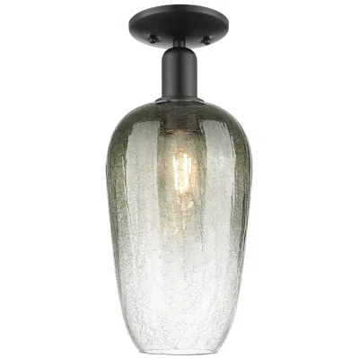 Innovations Lighting Downtown Brookhaven Flute 7"w Black Semi Flush Mount W/ Slate Shade
