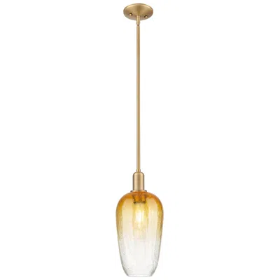 Innovations Lighting Downtown Brookhaven Flute 7"w Brass Mini Pendant W/ Amber Shade