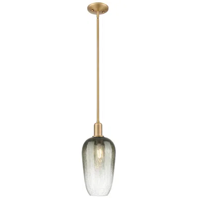 Innovations Lighting Downtown Brookhaven Flute 7"w Brass Mini Pendant W/ Slate Shade