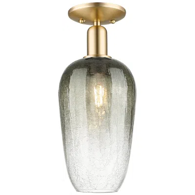 Innovations Lighting Downtown Brookhaven Flute 7"w Bronze Semi Flush Mount W/ Slate Shade