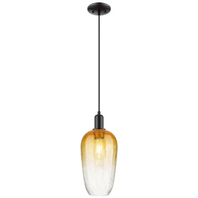 Innovations Lighting Downtown Brookhaven Flute 7"w Cord Black Mini Pendant W/ Amber Shade
