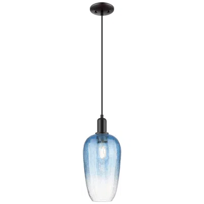 Innovations Lighting Downtown Brookhaven Flute 7"w Cord Black Pendant W/ Sapphire Shade