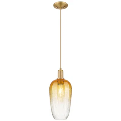 Innovations Lighting Downtown Brookhaven Flute 7"w Cord Brass Mini Pendant W/ Amber Shade