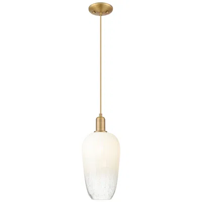 Innovations Lighting Downtown Brookhaven Flute 7"w Cord Brass Mini Pendant W/ Opal Shade