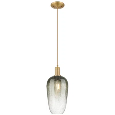 Innovations Lighting Downtown Brookhaven Flute 7"w Cord Brass Mini Pendant W/ Slate Shade